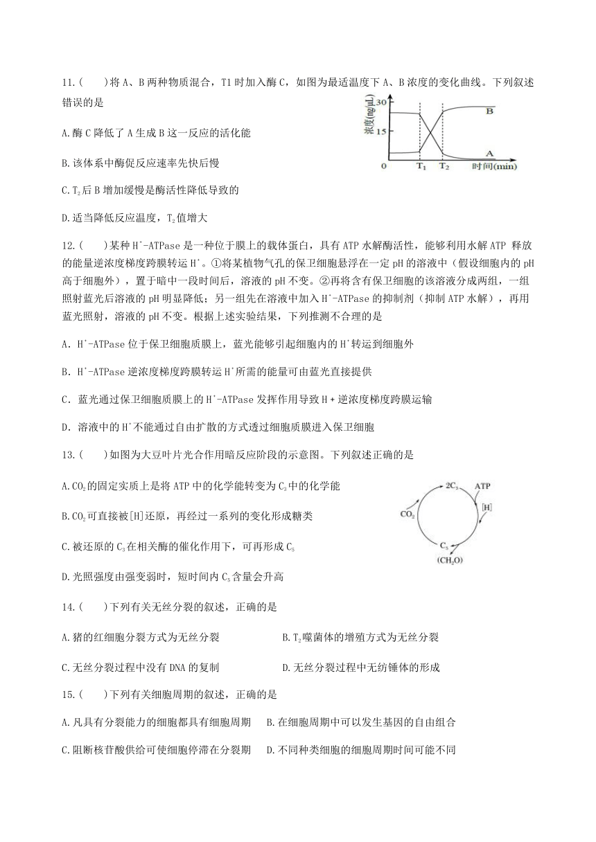 四川省内江六校2021-2022学年高三上学期第一次联考生物试卷（Word版含答案）