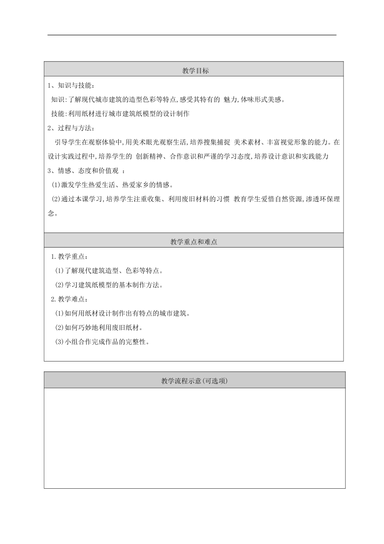 建築紙模型》教學設計(表格式)