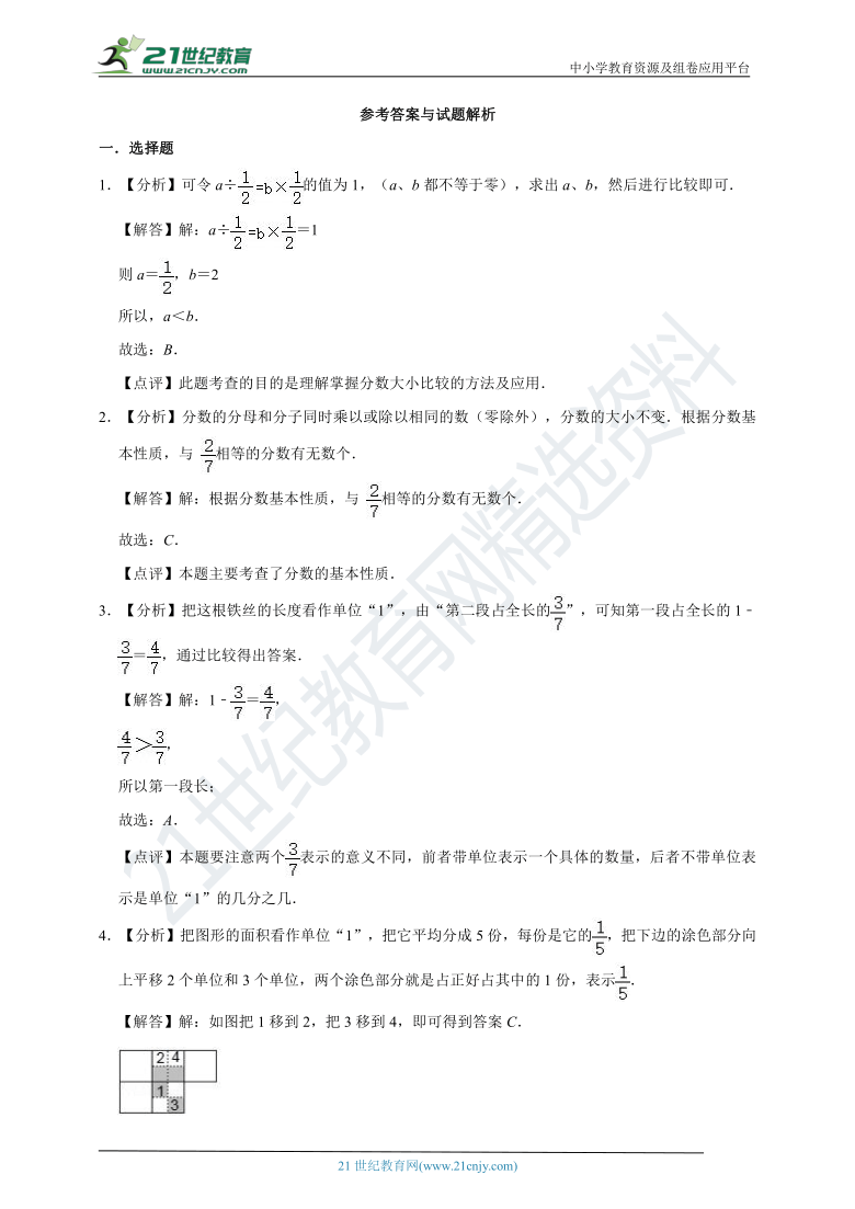 第四章《分数的意义和性质》（含解析）—2020-2021学年数学五年级下册章节易错题专项复习（人教版）