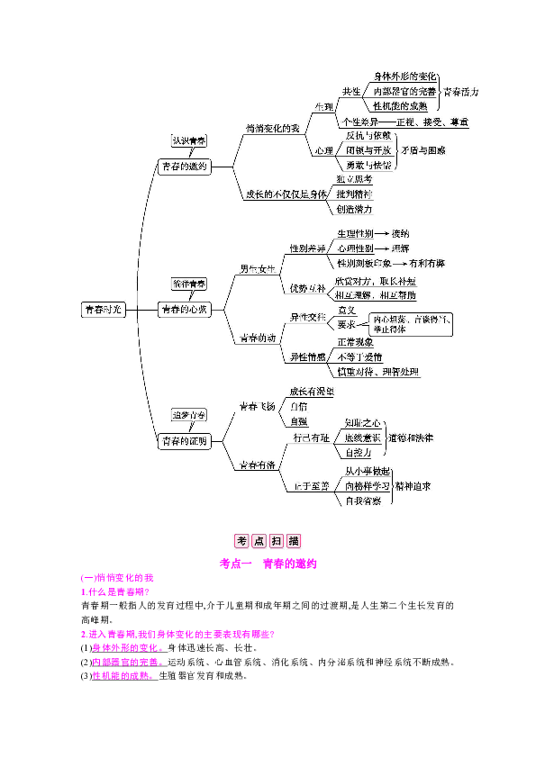 七下青春思维导图图片