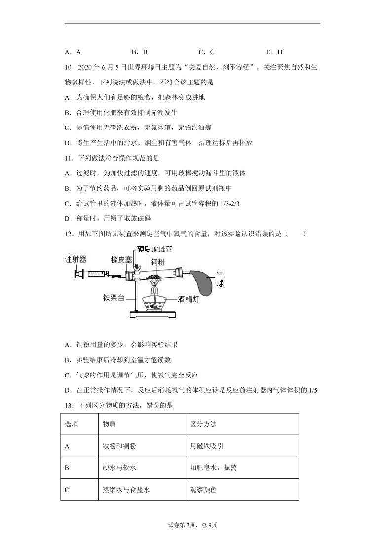 山东省潍坊市潍城区2020-2021学年八年级下学期期中化学试题（word版 含解析答案）