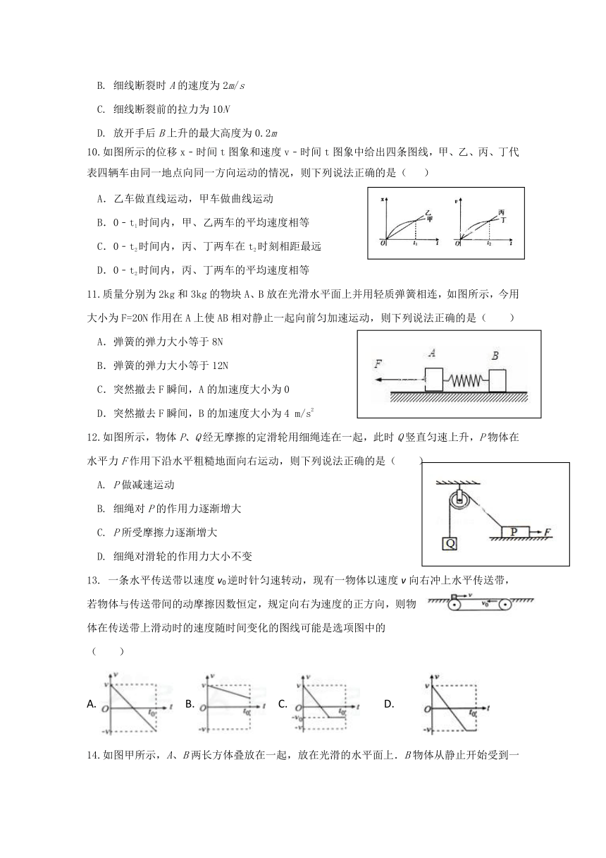 广西陆川县中学2017-2018学年高一上学期期末考试物理试题Word版含答案