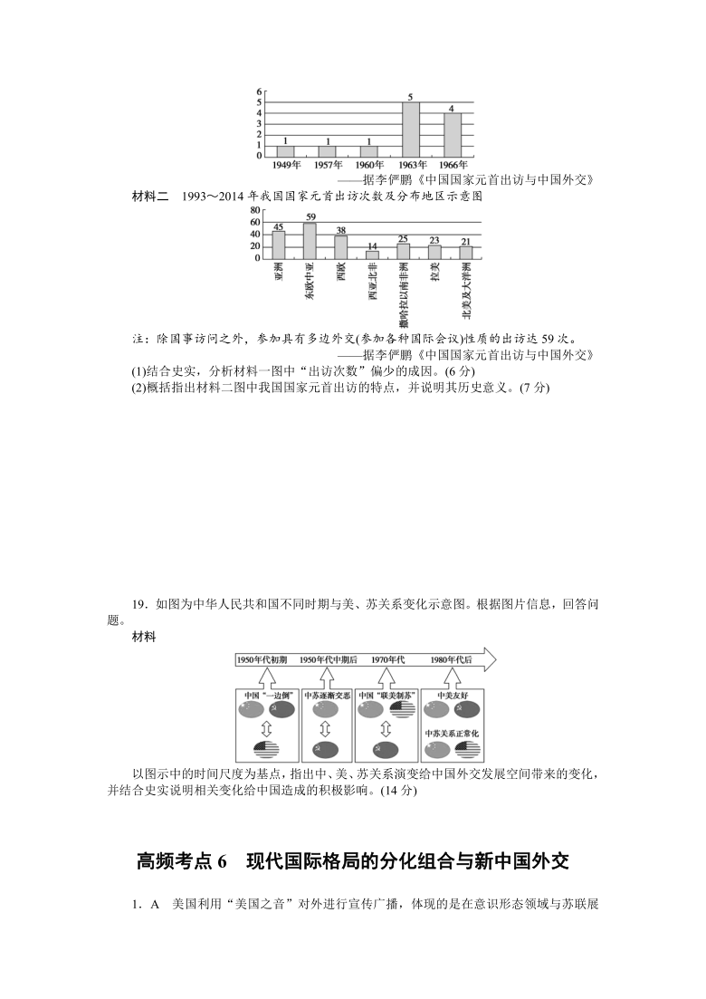 2021届高考历史新高考版高频考点6　现代国际格局的分化组合与新中国外交练习（ 解析版）