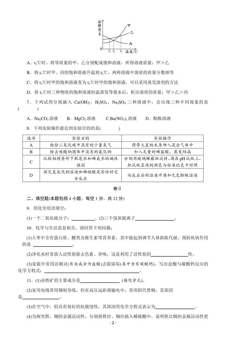 2021年贵州省毕节市织金六中九下期中化学试题（图片版含答案）