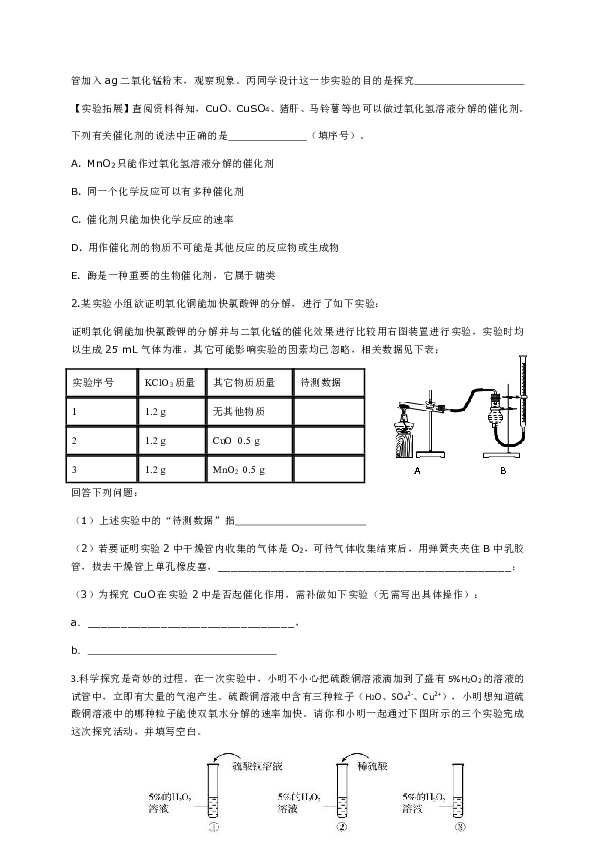 2019年中考科学化学实验分类探究精编