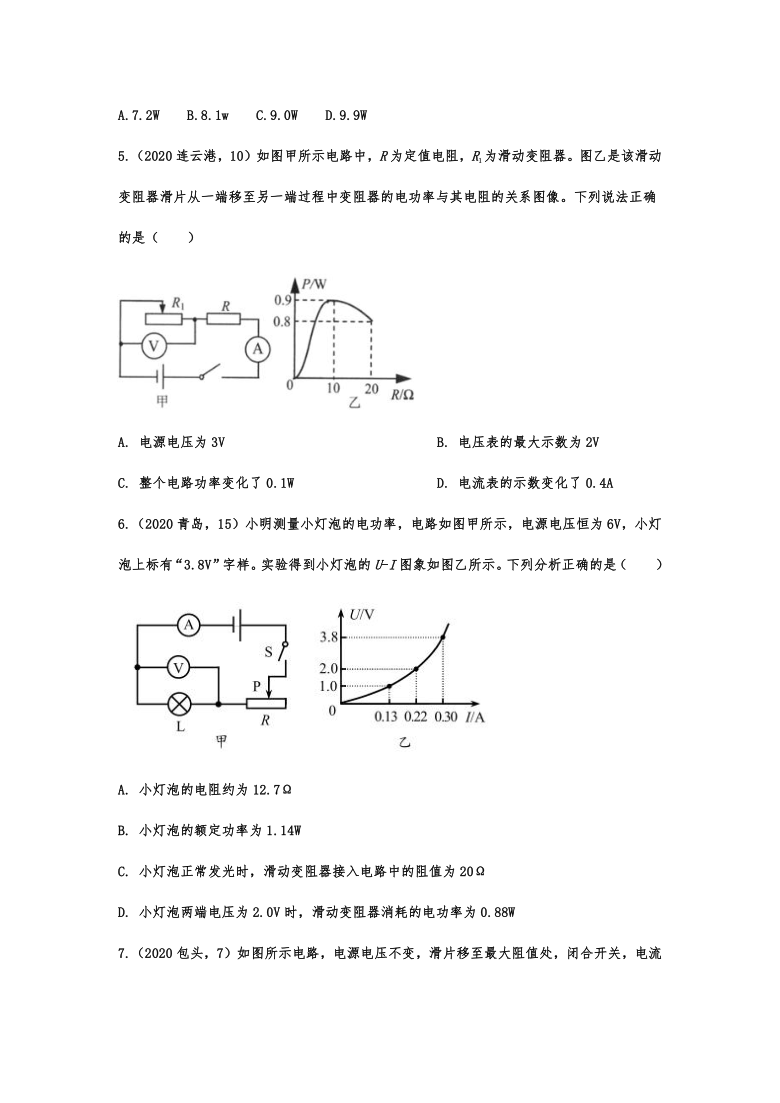 2020年中考物理试题专题训练——专题四十八：电功率综合计算 有答案