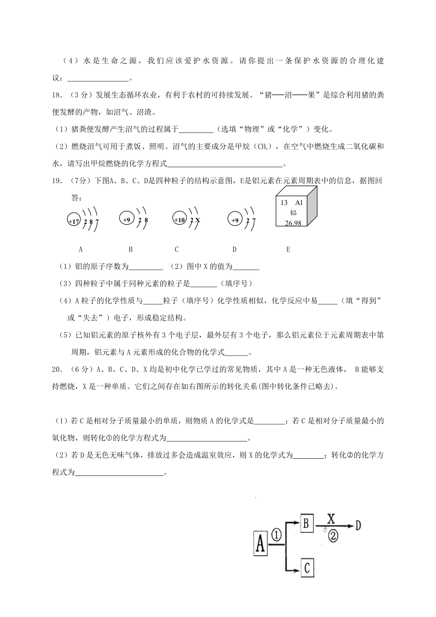 江西省抚州市2018届九年级化学上学期期中试题新人教版