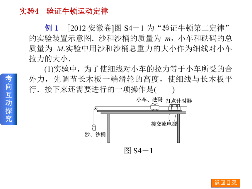 2014届高考物理（人教版）一轮复习方案课件：实验4 验证牛顿运动定律