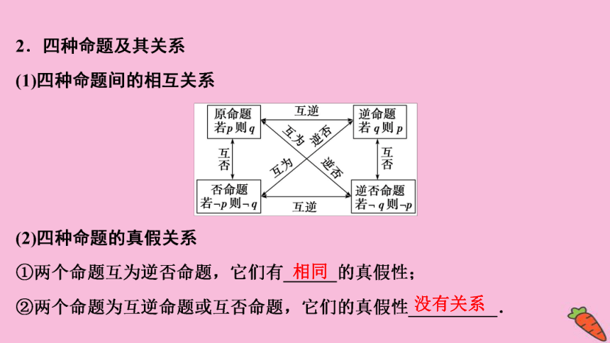 2022高考数学人教版（浙江专用）一轮总复习课件：第一章 第2讲　命题及其关系、充分条件与必要条件(共63张PPT)