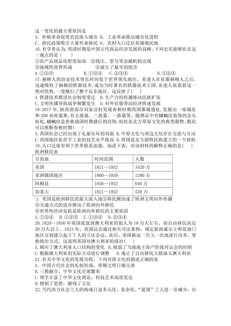 北京市第43中2020-2021学年高二下学期期中考试历史试题 Word版含答案