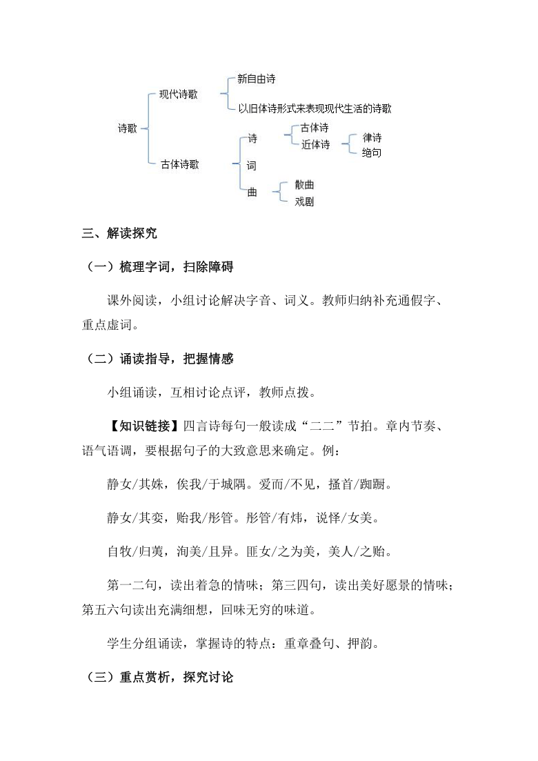 古诗词诵读诗经邶风静女教学设计20212022学年统编版高中语文必修上册