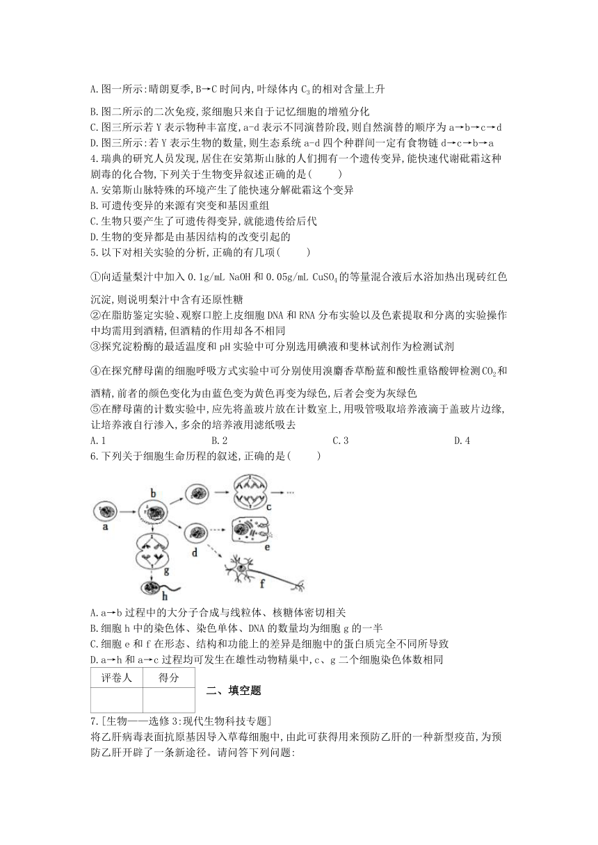 2018年高考生物五月预测押题精选：（二）（全国Ⅰ卷适用）