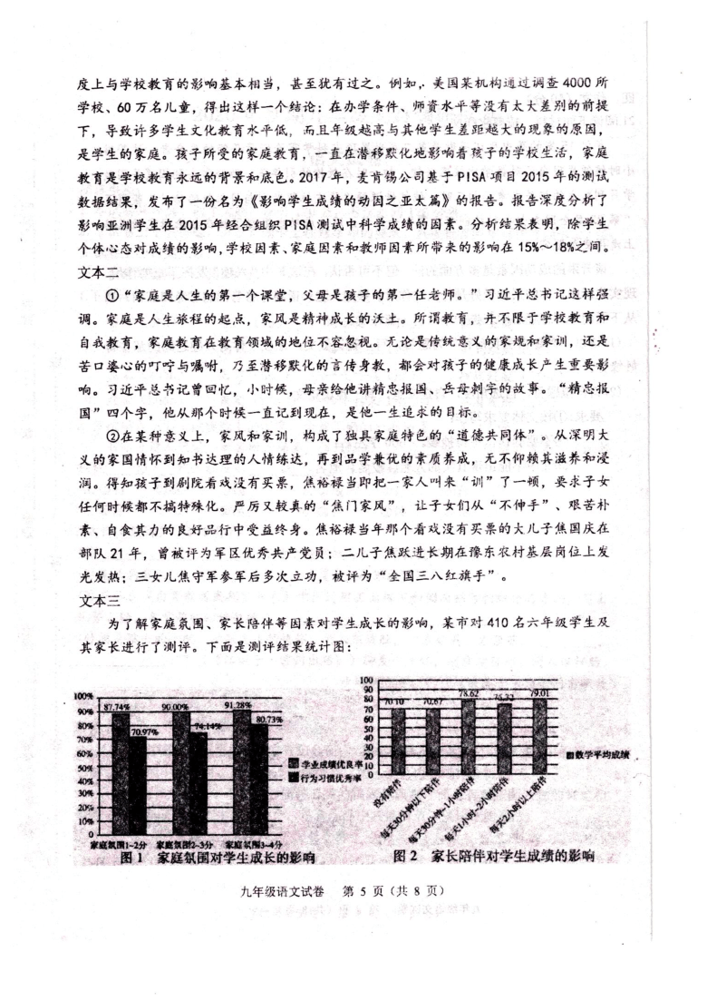 河南省镇平县2020-2021学年九年级上学期期末调研测试语文试卷（图片版，含答案）