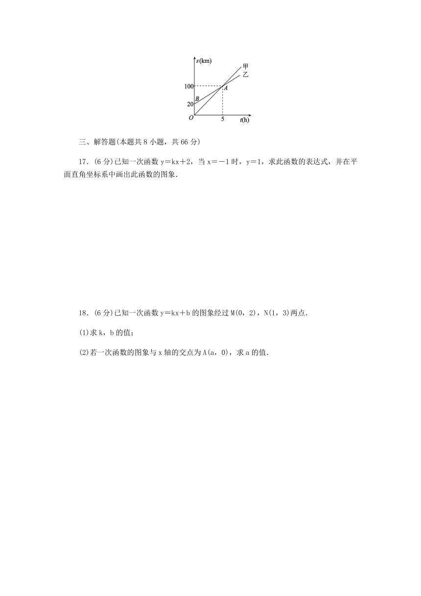 浙教版八年级数学上册《第5章一次函数》单元测试题含答案