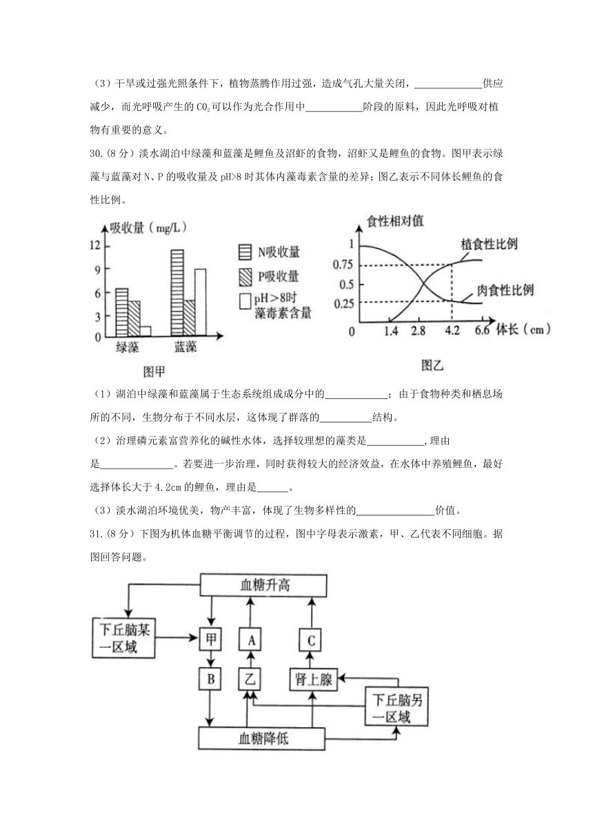 福建省漳州市2017届高三毕业班5月质量检查理科综合生物试题