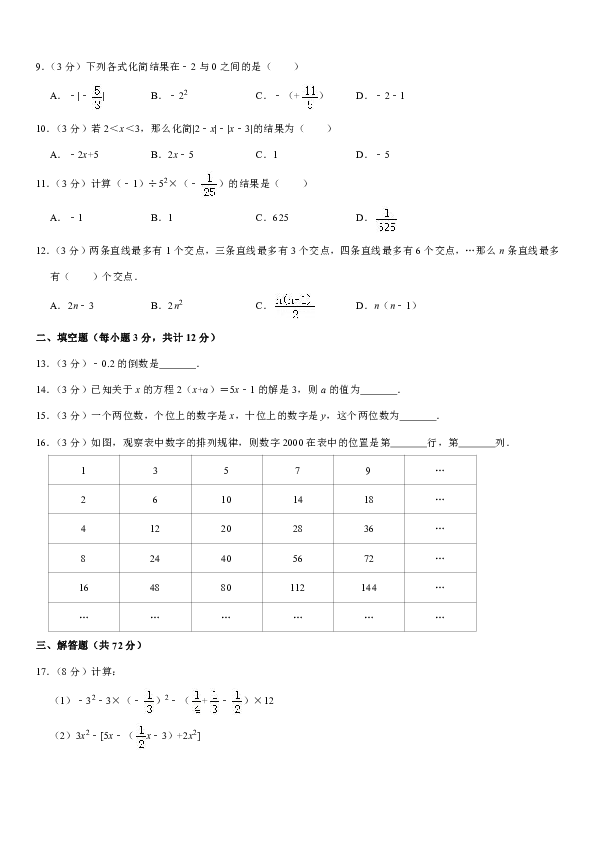 2019-2020学年湖北省恩施州巴东县七年级（上）期末数学试卷（详细答案）