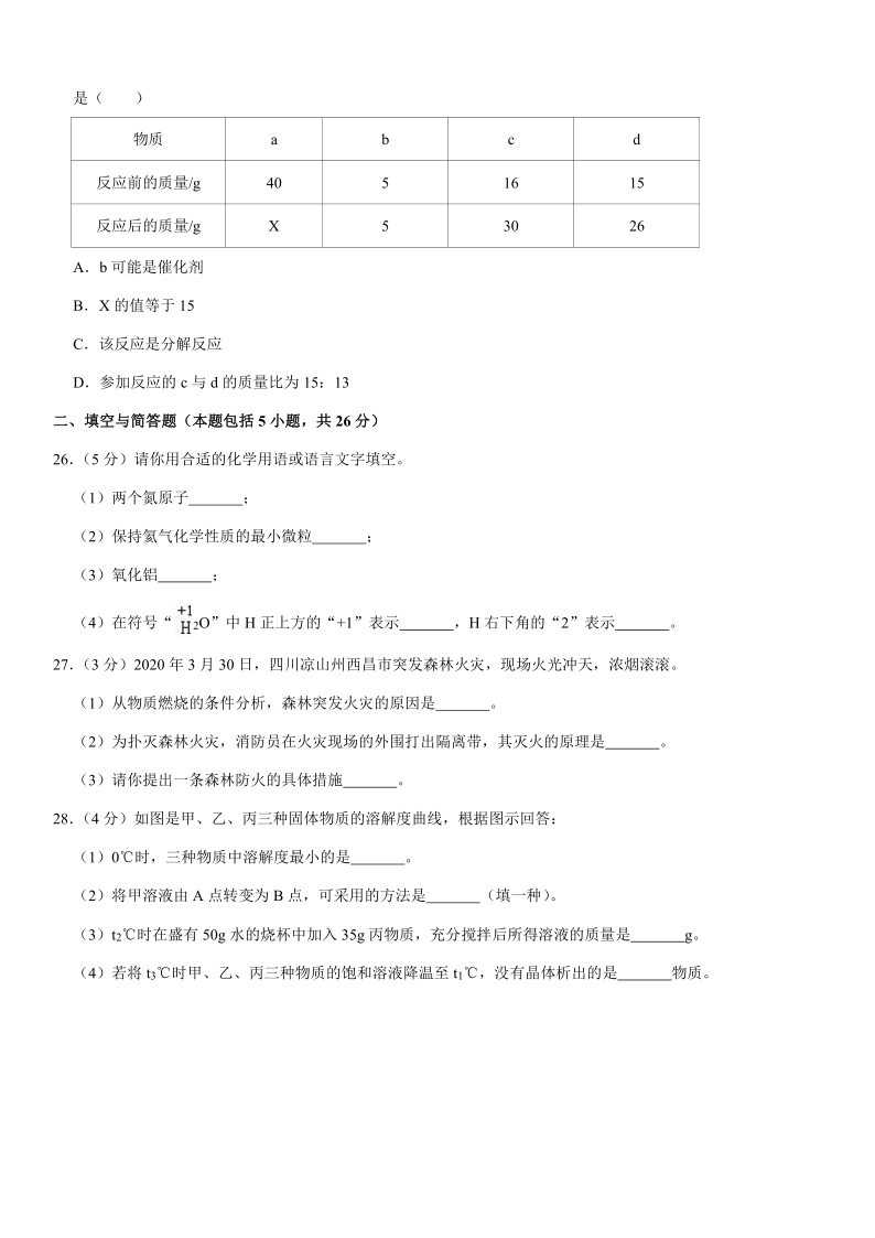 2020年甘肃省金昌市中考化学试卷（word解析版）