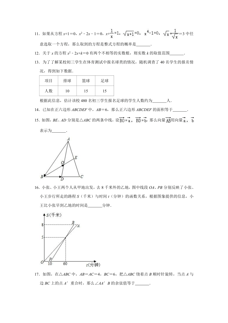 2021年上海市金山区中考数学二模试卷（Word版 含解析）