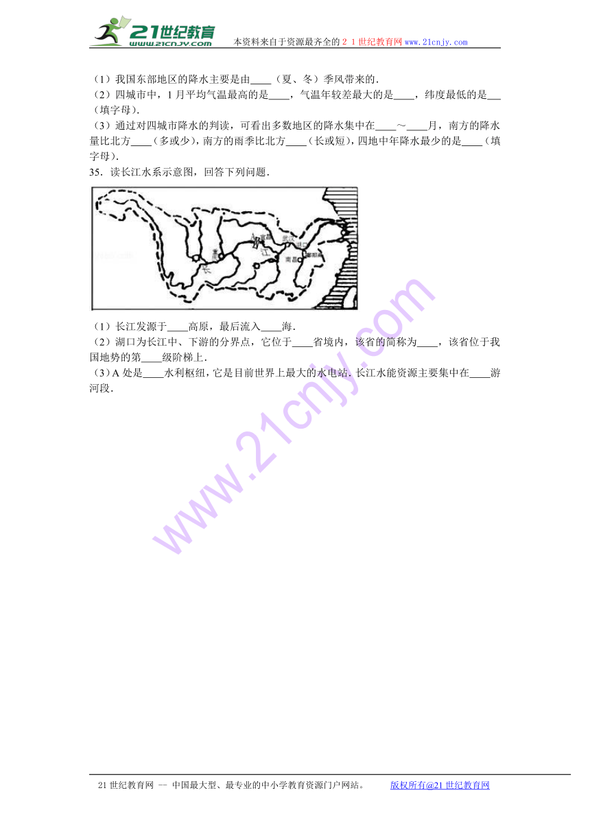 黑龙江省大庆五十一中2016-2017学年八年级（上）期中地理试卷（解析版）