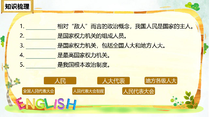 第六课我国国家机构 复习课件(15张PPT）（ 适合于希沃白板）