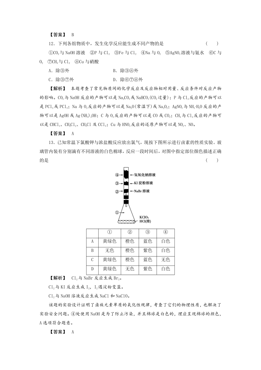 青海省2012届高三化学复习课时训练：第4章 卤素 综合测试