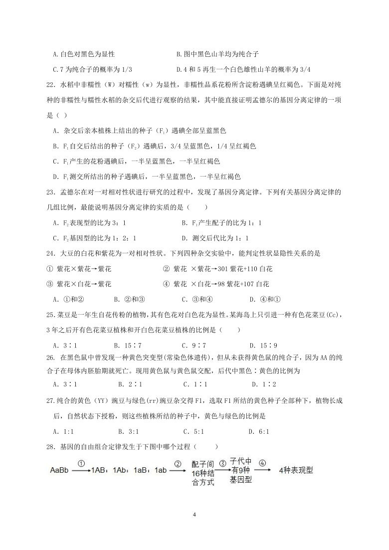 黑龙江省哈尔滨市哈162中学2020-2021学年高一4月月考生物试题 Word版含答案