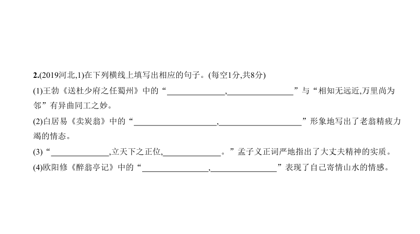 语文中考复习河北专用 专题一　名句名篇的积累与运用课件（共71张幻灯片）