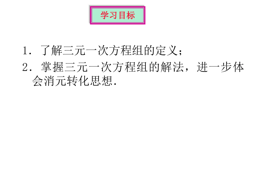 人教版数学七下教学课件8.4三元一次方程组的解法（共23张PPT）