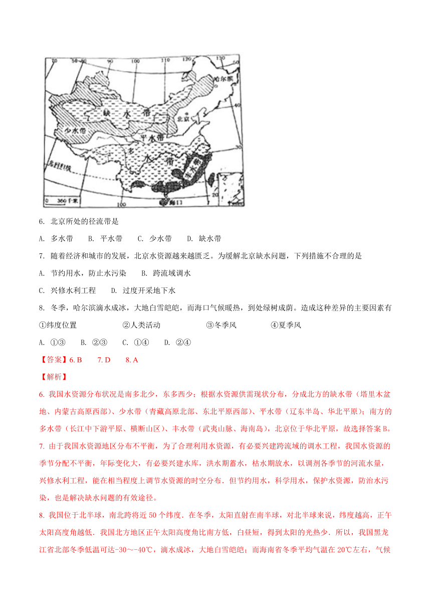2018年湖南永州市中考地理试卷（解析版）