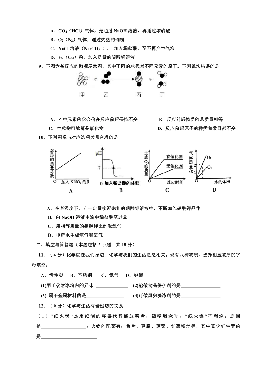 江苏省徐州市2014届九年级模拟试题化学试题