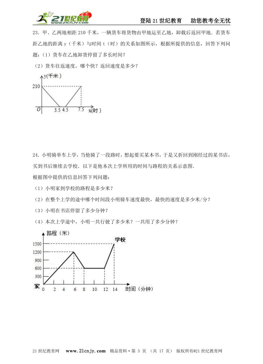 第06周 3.1用表格表示的变量间关系--3.3用图象表示的变量间关系同步测试