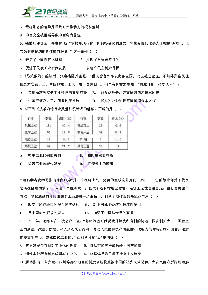 河北省鸡泽一中2017-2018学年高一下学期第三次月考历史试卷