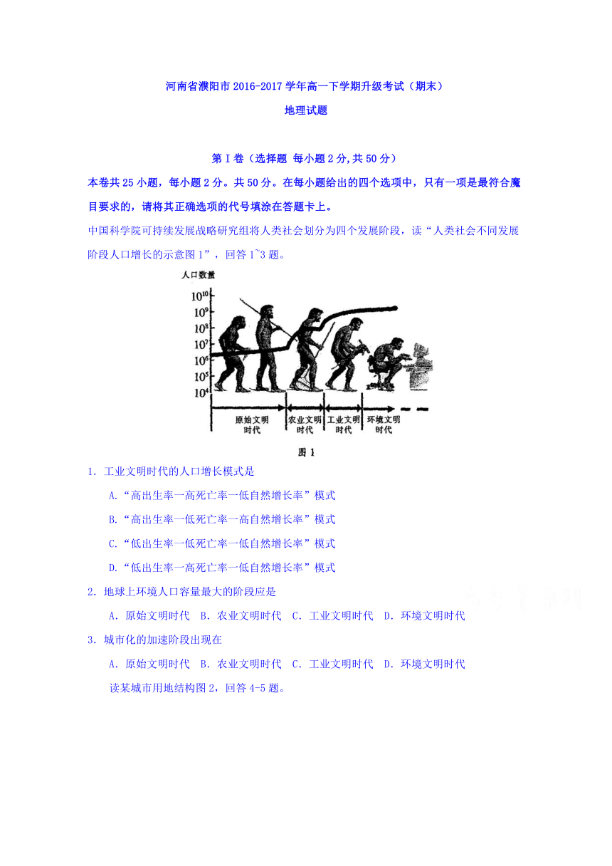 河南省濮阳市2016-2017学年高一下学期升级考试（期末）地理试题 Word版含答案