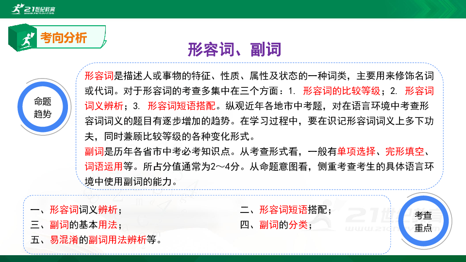 【精选专题课件】中考英语专题七 形容词、副词的辨析知识点、考点与高频考题专题精讲（超全精编版）