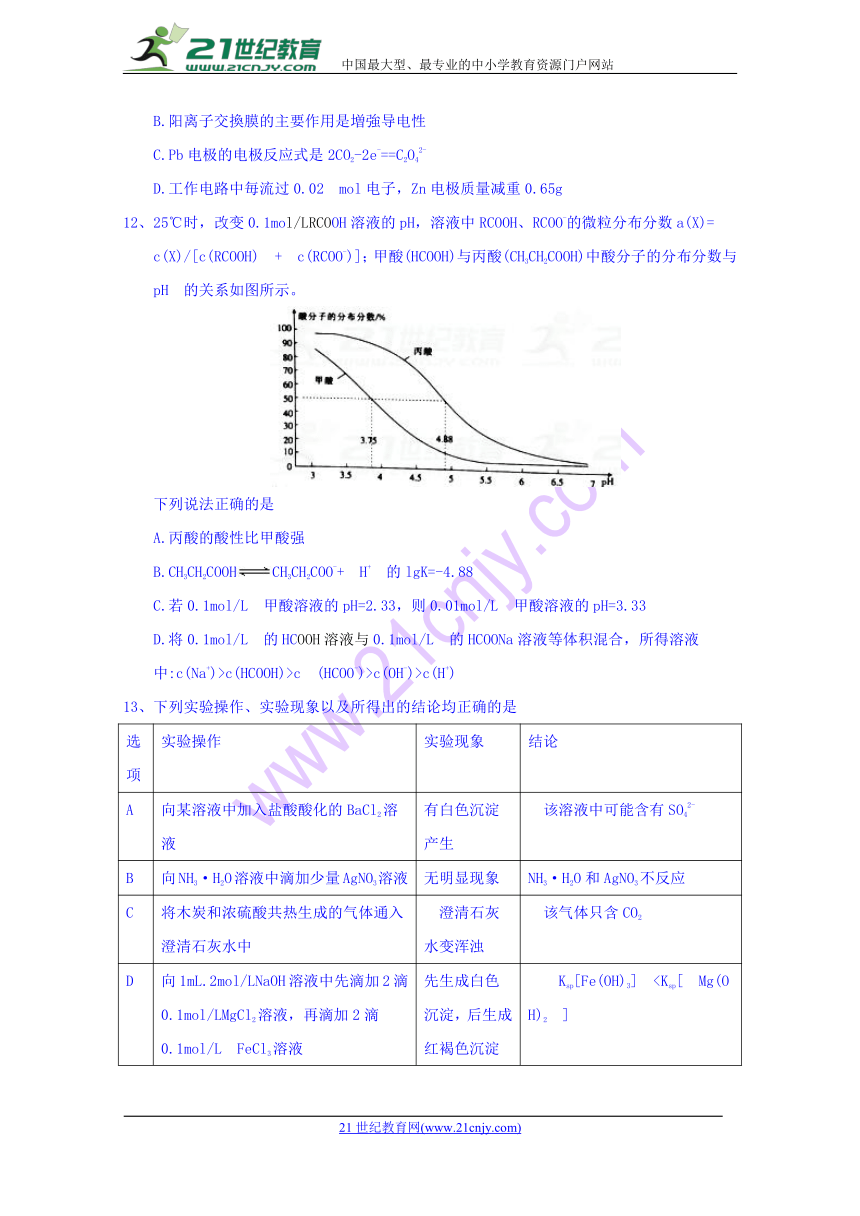 甘肃省靖远县2018届高三第四次联考理综化学试题