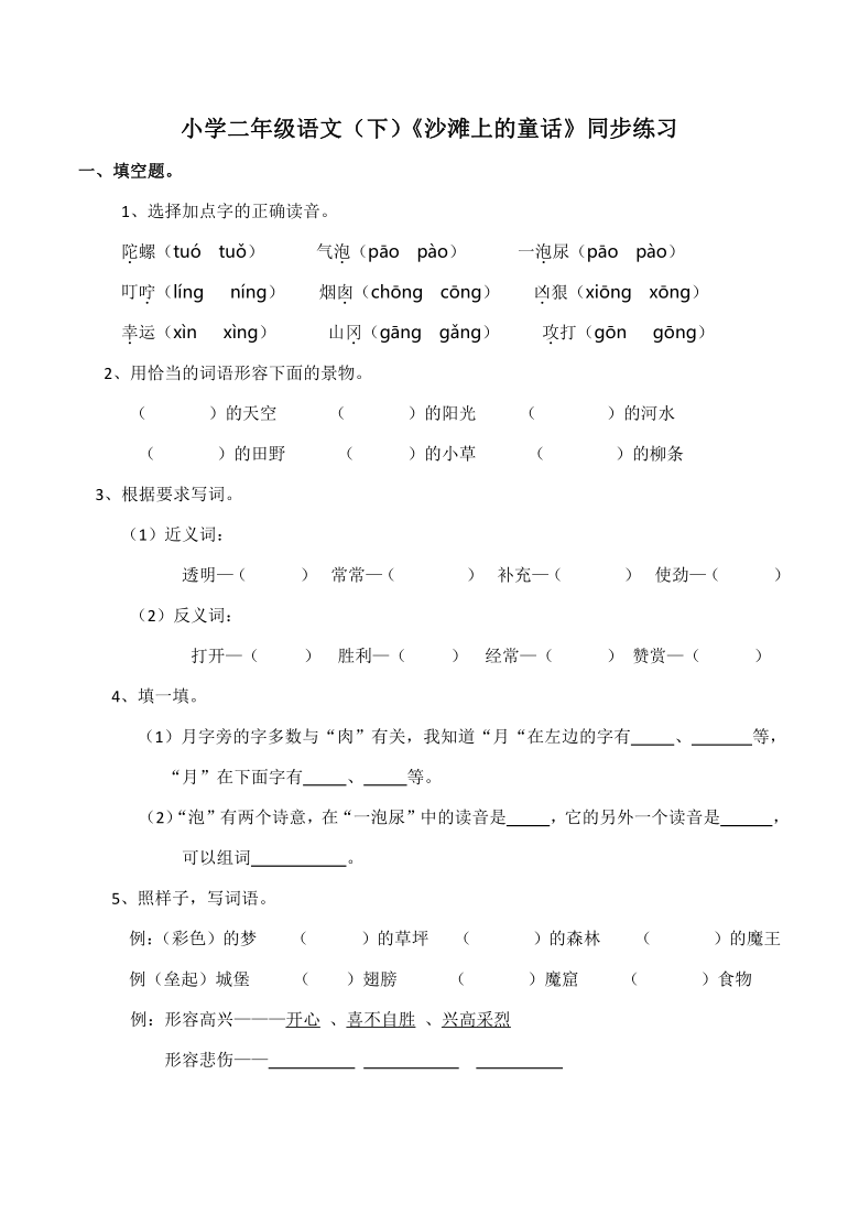 10《沙滩上的童话》  同步练习（含答案）