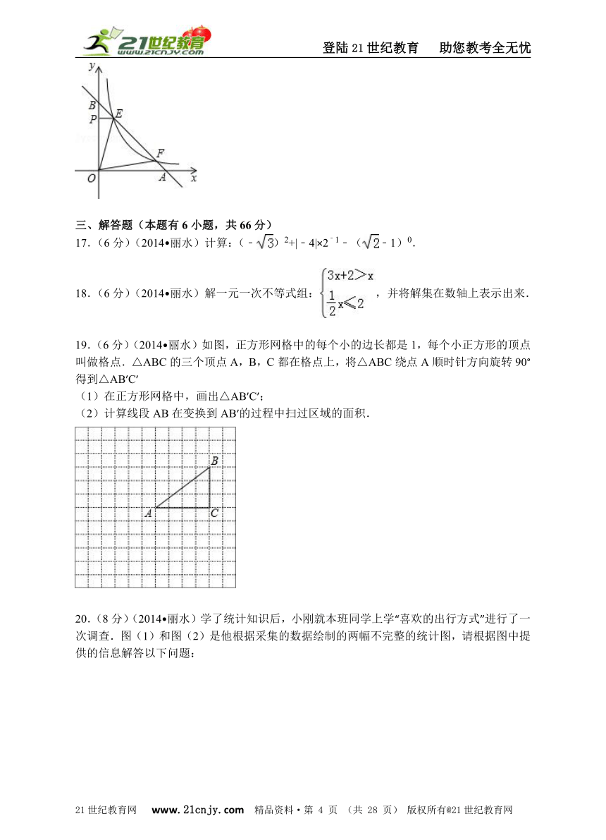 2014年浙江省丽水市中考数学试卷（解析版）