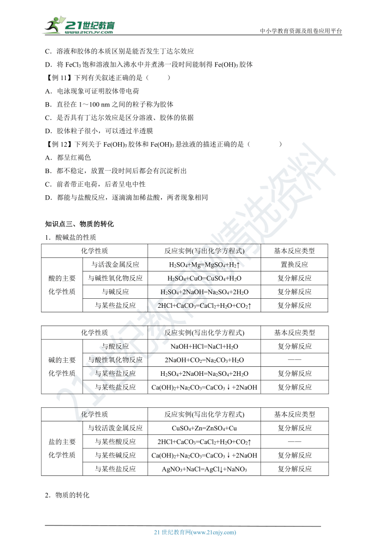 人教版（2019）高中化学必修一  同步学案  1.1物质的分类