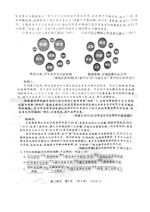 河南省洛阳市2019届高三下学期尖子生第二次联考语文试题 （图片版）含答案