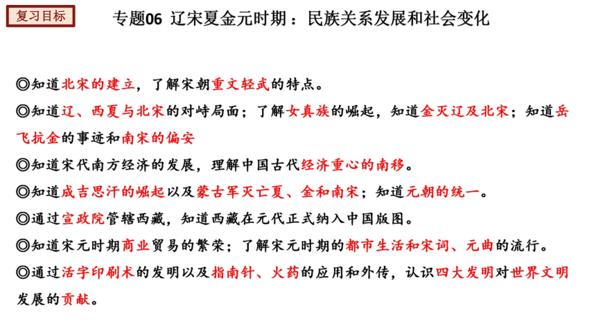 專題06遼宋夏金元時期民族關係發展和社會變化2022年中考歷史一輪複習