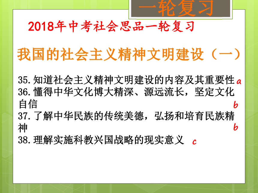 2018中考一轮复习 我国的社会主义精神文明建设（考点35、36、37、38） 课件