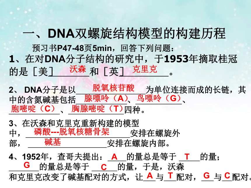 高中生物人教版必修2第三章第2节DNA分子的结构   课件(25张)