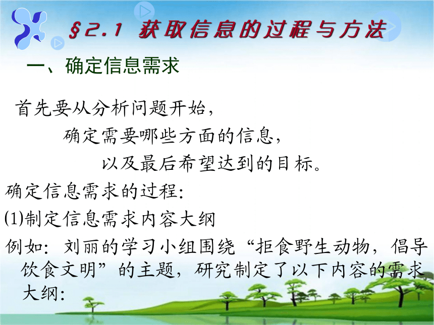 粤教版高中信息技术必修一课件：2.1获取信息的过程和方法（共32张ppt）