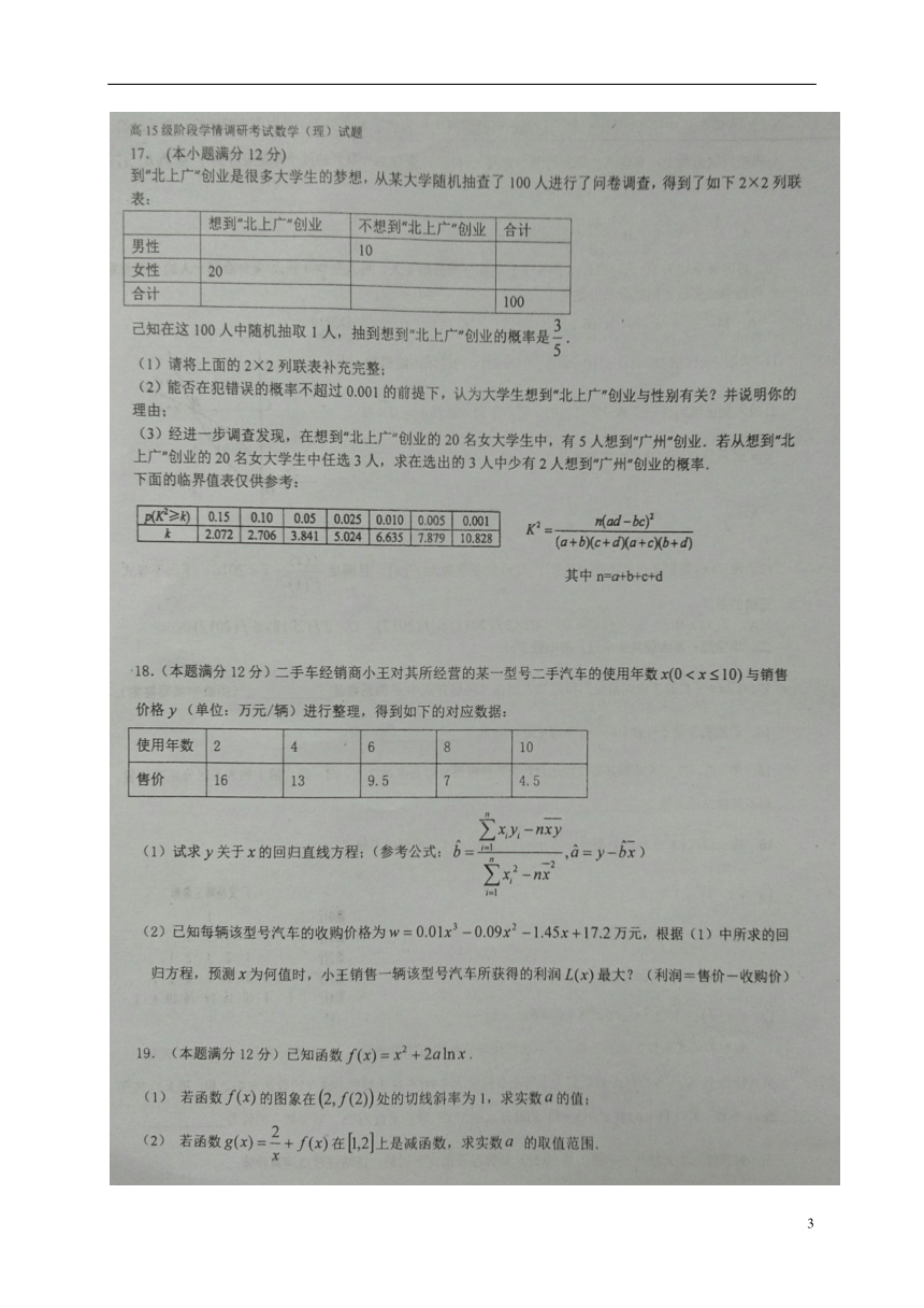 山东省临沂市临沭县2016-2017学年高二数学 理科6月月考试题（扫描版）