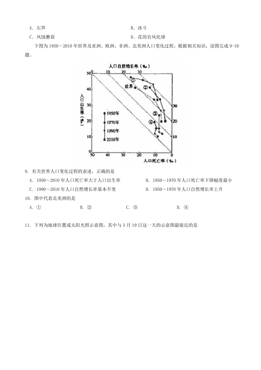 天津市南开中学2018届高三下学期第五次月考地理试题 Word版含答案