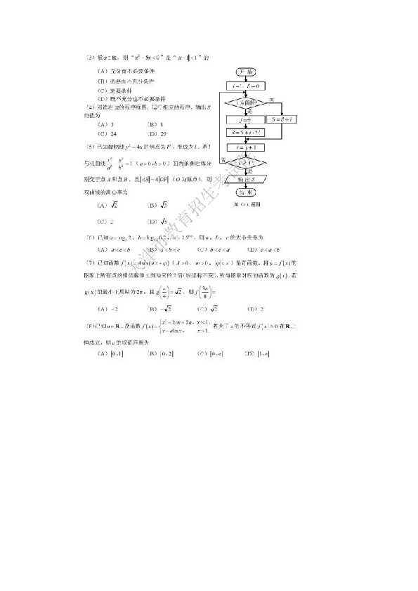 2019年天津卷理科数学高考真题（扫描版，无答案）