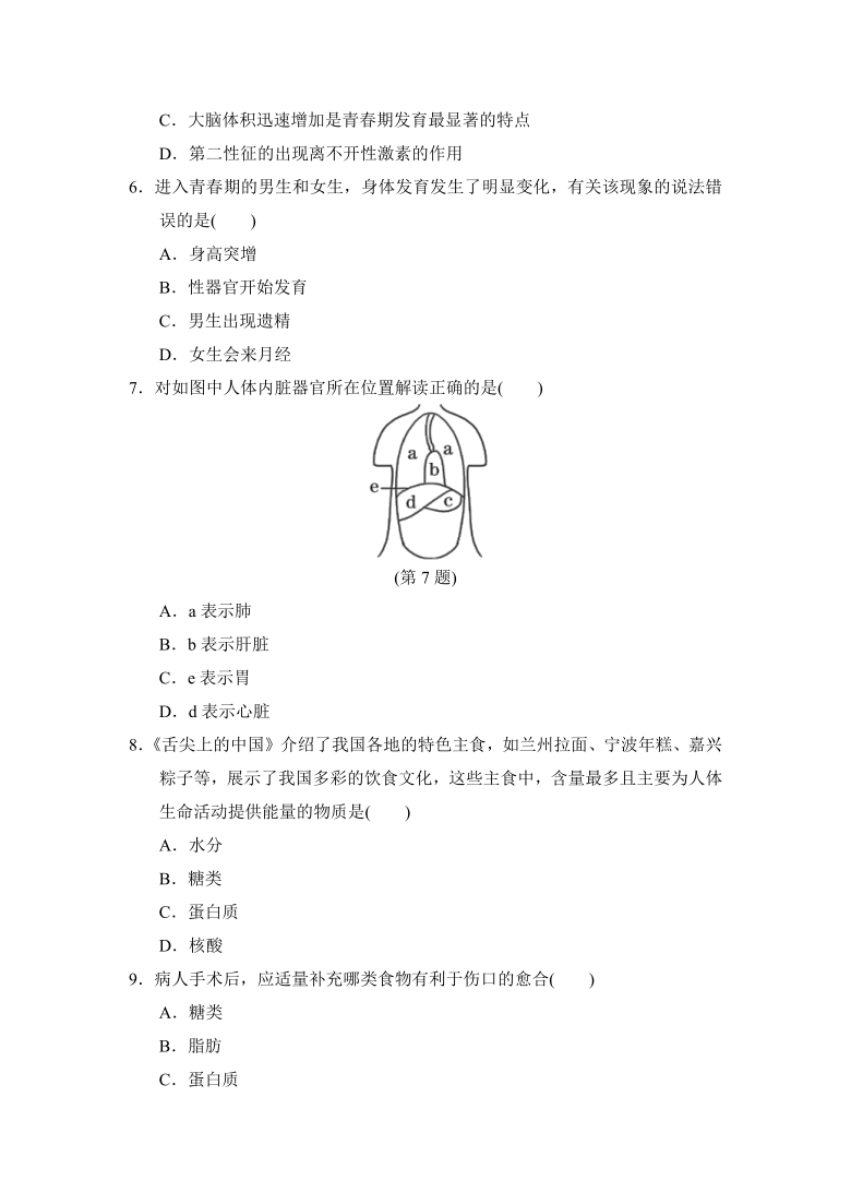 人教版七年级下册生物 期中达标测试卷（word版含部分解析）