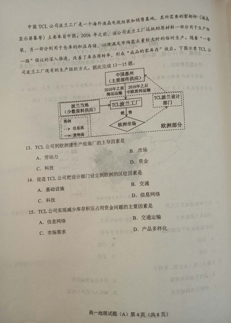 山东省枣庄市2020-2021学年高一下学期期中考试地理试题（A卷） 图片版含答案