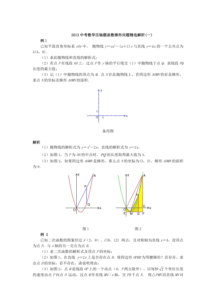 2013中考数学压轴题函数梯形问题精选解析(一)