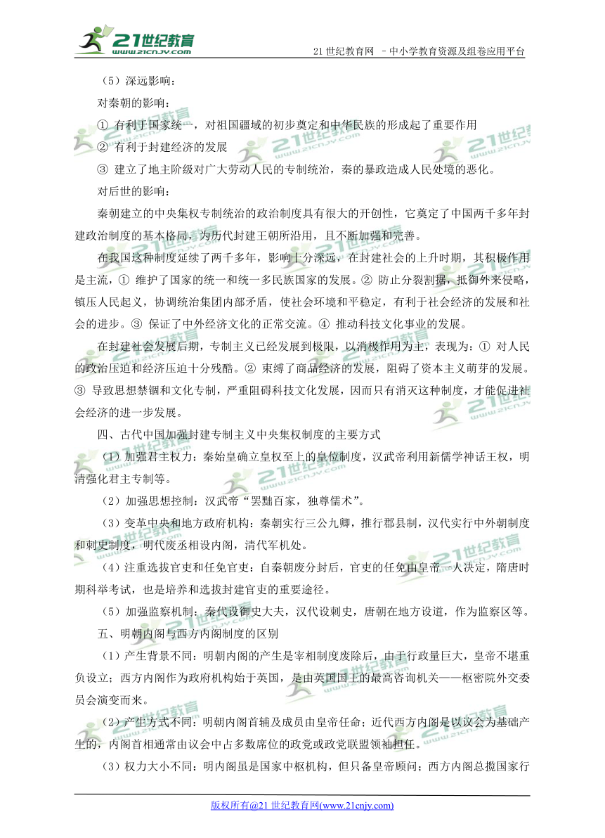 第一单元   古代中国的中央集权制度 单元优化总结与方法指导